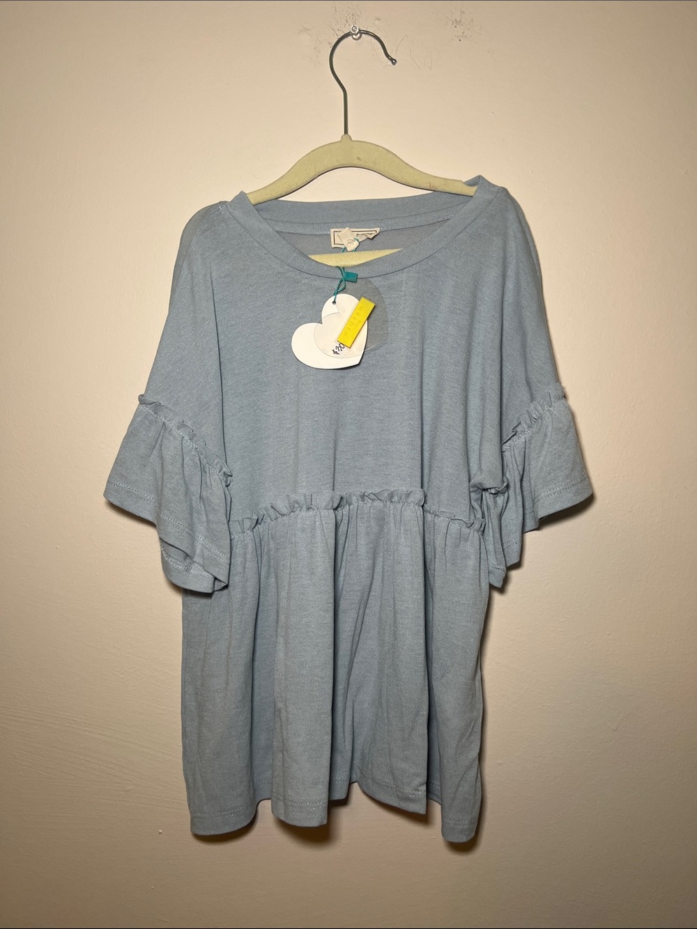 Hayden Girls Light Blue Ruffle Sleeve Babydoll Top
